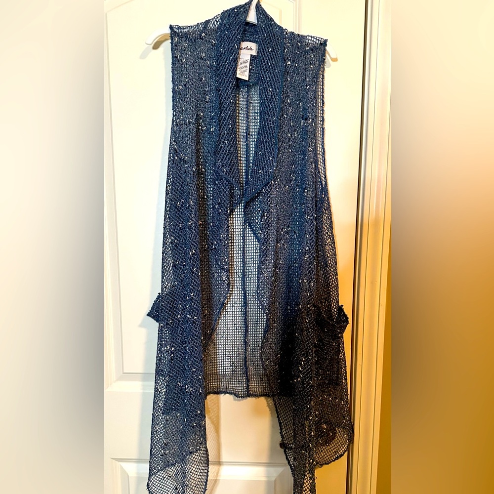 Blue Sleeveless duster